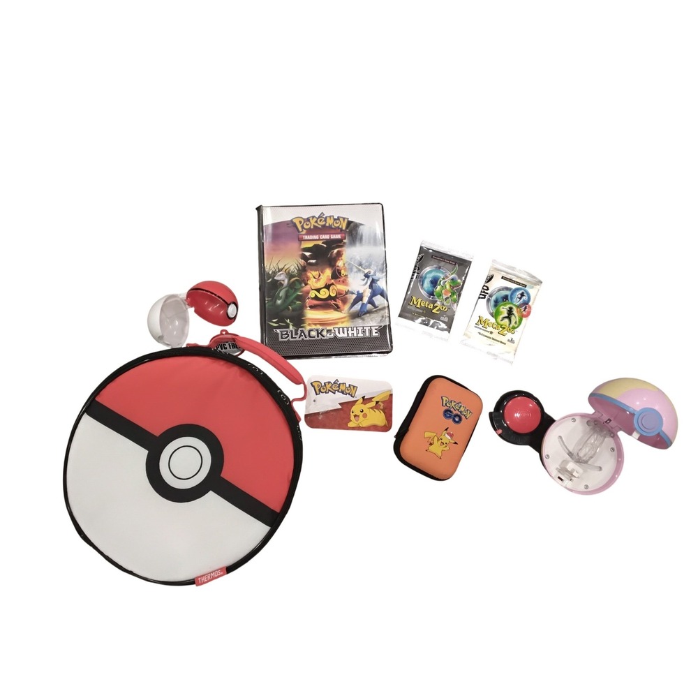 Pokemon Bundle Thermos Lunch Bag Card Binder MetaZoo Packs Pikachu Case Lot